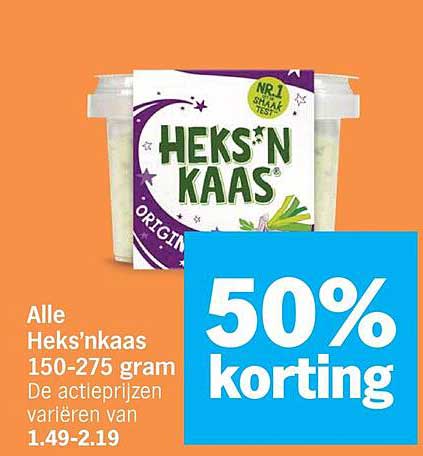 Alle Heks’nkaas 150-275 gram 50% korting