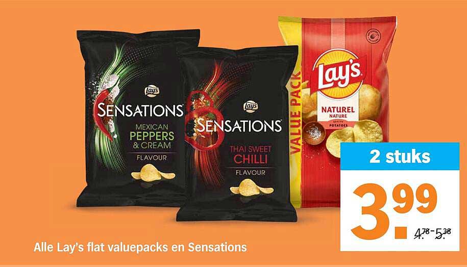 Alle Lay's flat valuepacks en Sensations 2 stuks