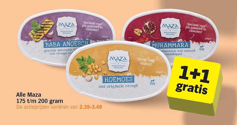 Alle Maza 175 t/m 200 gram 1+1 gratis