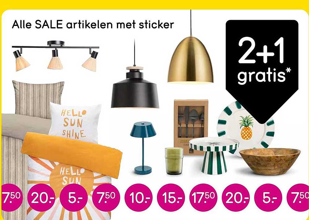 Alle SALE artikelen met sticker 2+1 gratis*