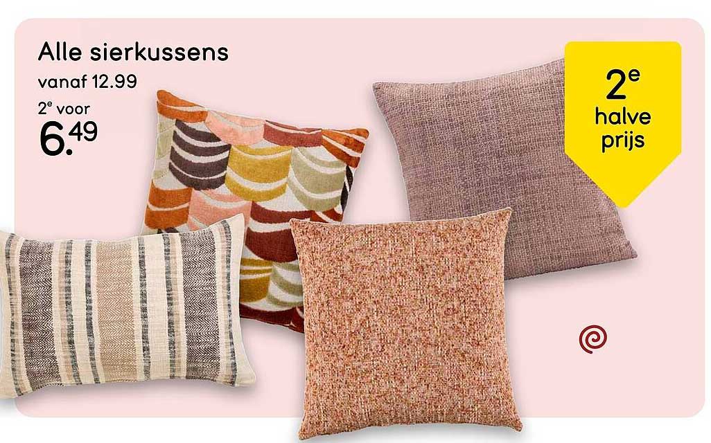 Alle sierkussens 2e halve prijs