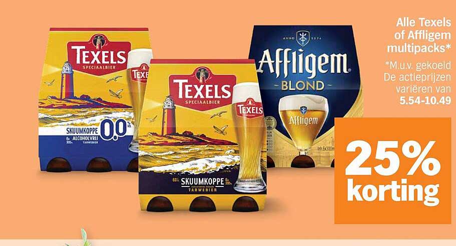 Alle Texels of Affligem multipacks* 25% korting