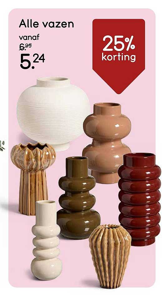 Alle vazen 25% korting
