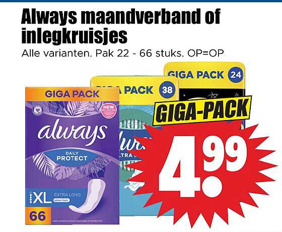 Always maandverband of inlegkruisjes