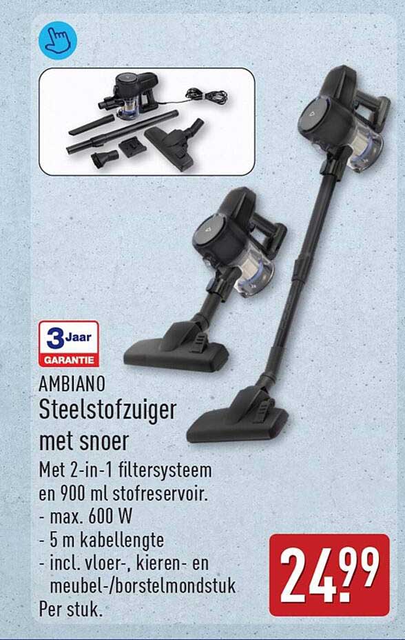 AMBIANO Steelstofzuiger met snoer