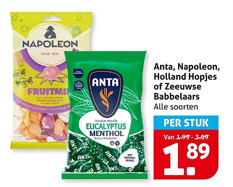 Anta, Napoleon, Holland Hopjes of Zeeuwse Babbelaars Alle soorten PER STUK