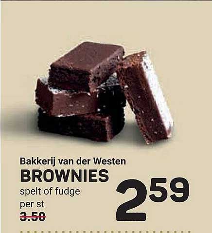 Bakkerij van der Westen BROWNIES spelt of fudge per st