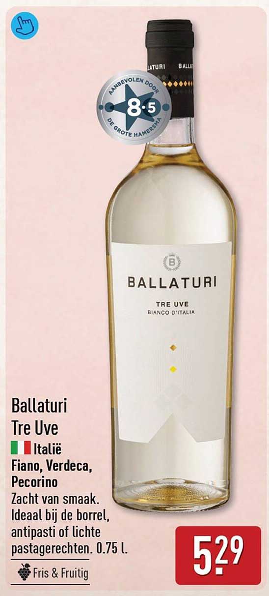 Ballaturi Tre Uve Italië Fiano, Verdeca, Pecorino