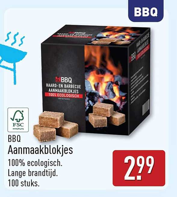 BBQ Aanmaakblokjes 100% ecologisch. Lange brandtijd. 100 stuks.