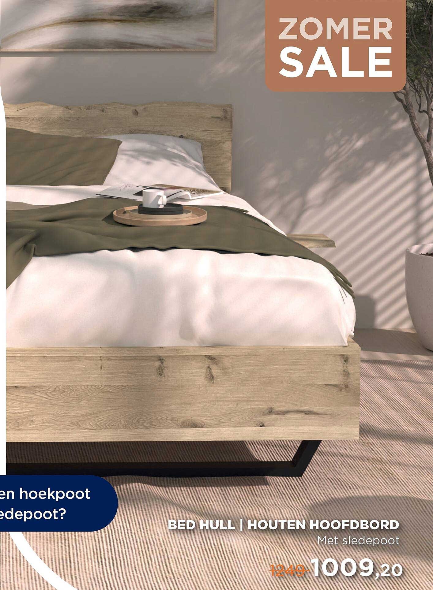 BED HULL | HOUTEN HOOFDBORD Met sledepoot