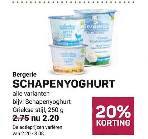 Bergerie SCHAPENYOGHURT alle varianten