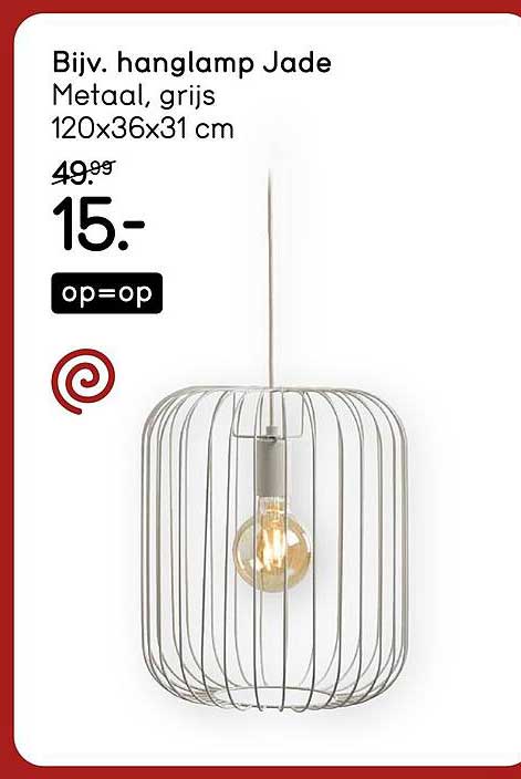 Bijv. hanglamp Jade Metaal, grijs 120x36x31 cm op=op