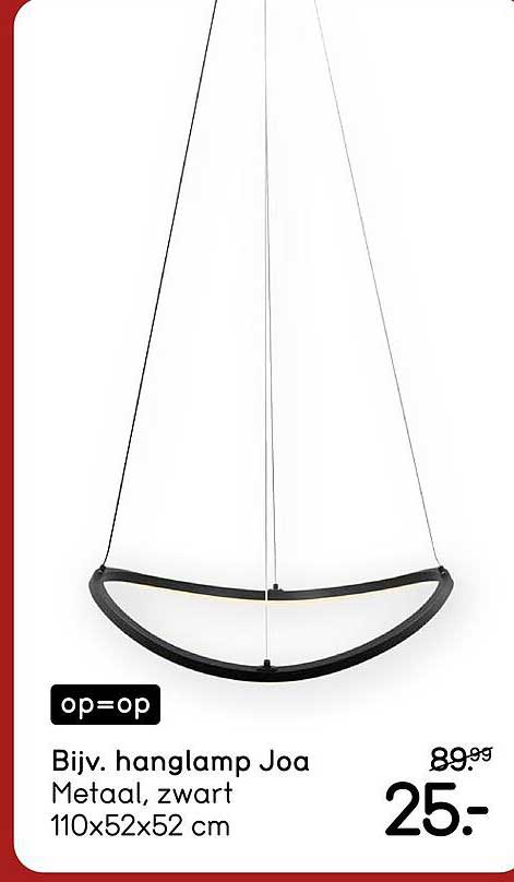Bijv. hanglamp Joa Metaal, zwart 110x52x52 cm op=op