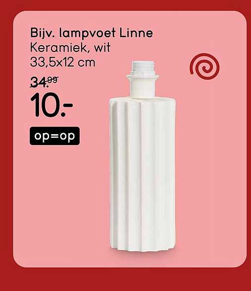 Bijv. lampvoet Linne Keramiek, wit 33,5x12 cm op=op