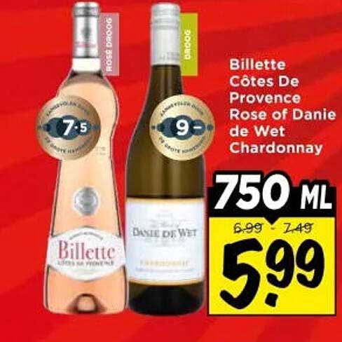 Billette Côtes De Provence Rose of Danie de Wet Chardonnay 750 ML