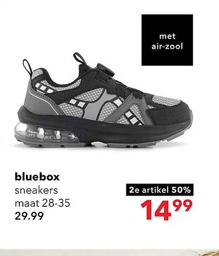 bluebox sneakers maat 28-35 met air-zool 2e artikel 50%