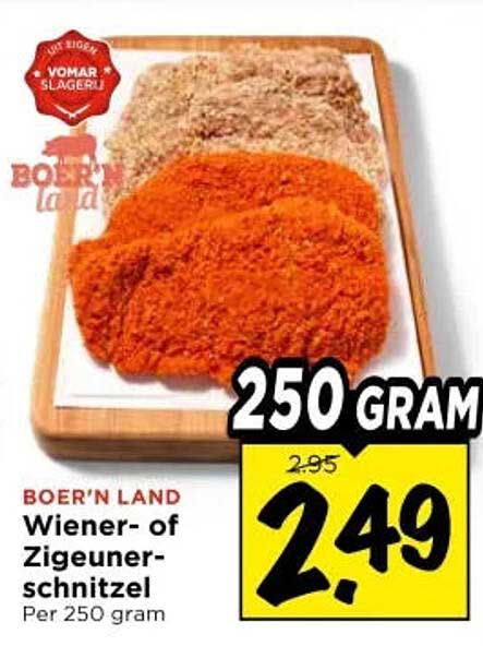 BOER'N LAND Wiener- of Zigeunerschnitzel Per 250 gram