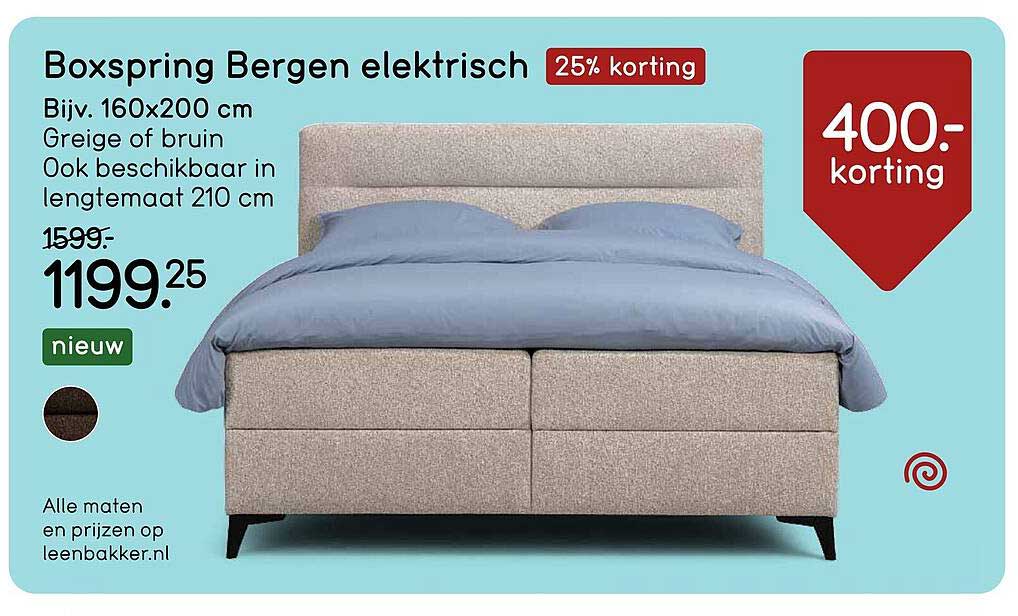Boxspring Bergen elektrisch 25% korting