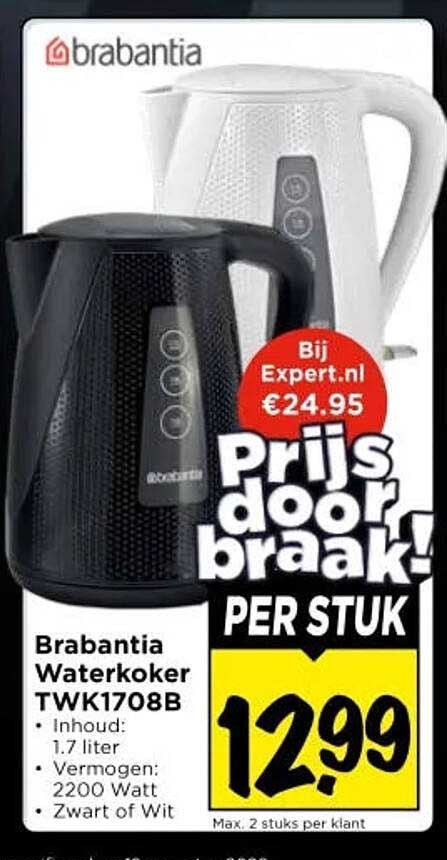 Brabantia Waterkoker TWK1708B Prijs doorbraak per stuk