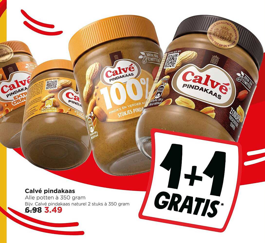 Calvé pindakaas 1+1 gratis