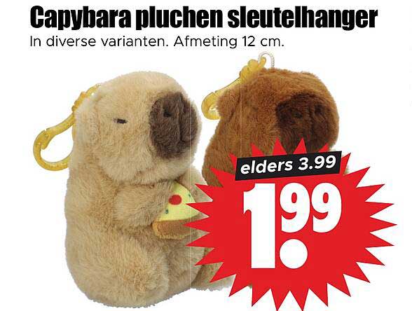 Capybara pluchen sleutelhanger