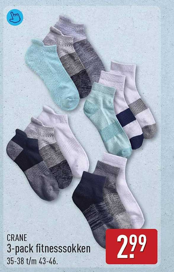 CRANE 3-pack fitnesssokken 35-38 t/m 43-46