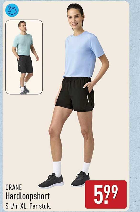CRANE Hardloopshort S t/m XL. Per stuk.