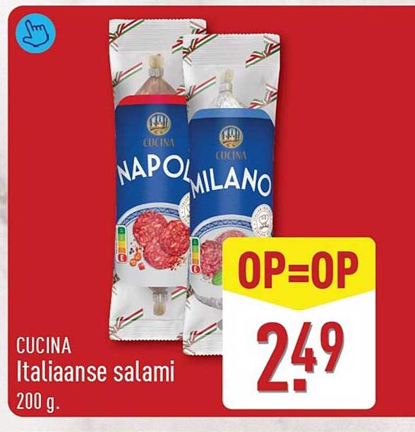 Cucina Italiaanse salami 200 g. OP=OP