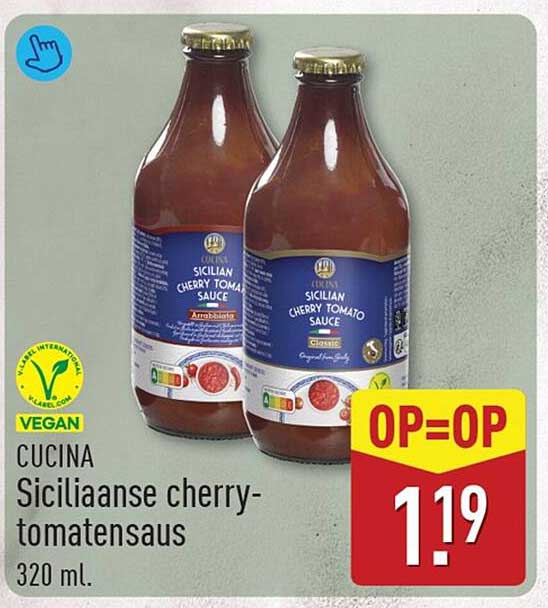 Cucina Siciliaanse cherry-tomatensaus 320 ml. OP=OP