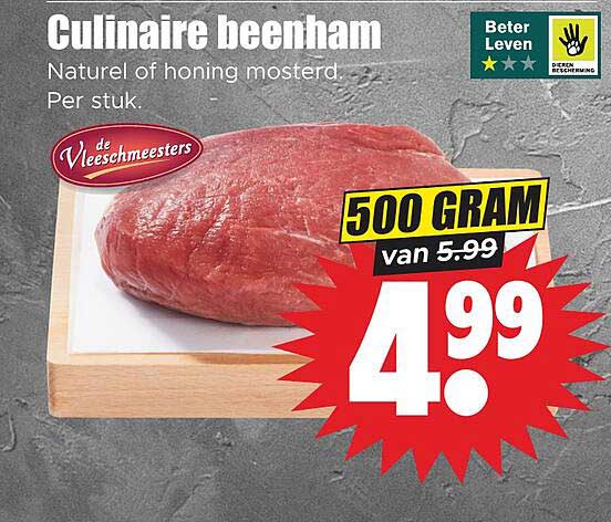 Culinaire beenham Naturel of honing mosterd. Per stuk. 500 GRAM van 5.99