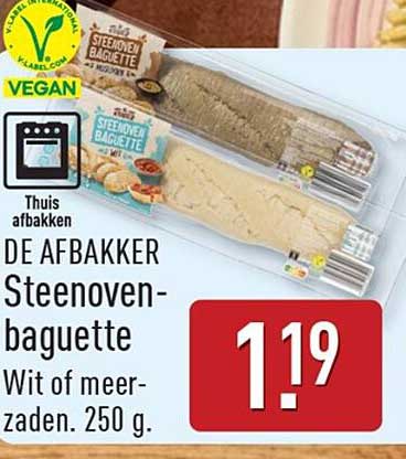 DE AFBAKKER Steenoven-baguette Wit of meerzaden. 250 g.