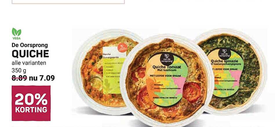 De Oorsprong QUICHE alle varianten 350 g 20% KORTING