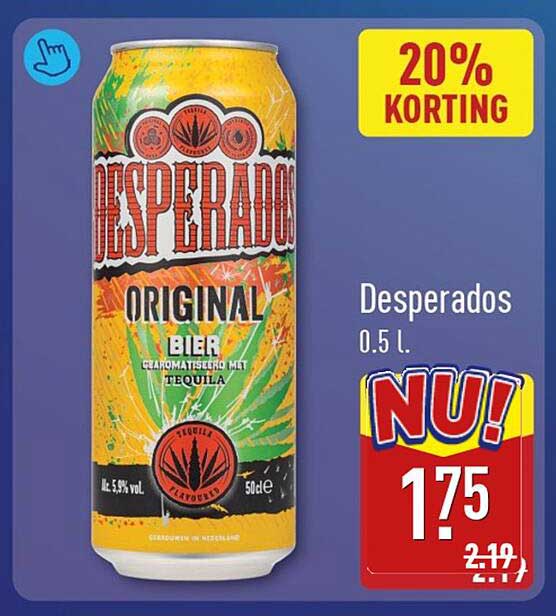 Desperados 0.5 l. NU! 20% KORTING