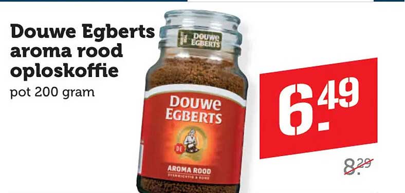 Douwe Egberts aroma rood oploskoffie pot 200 gram