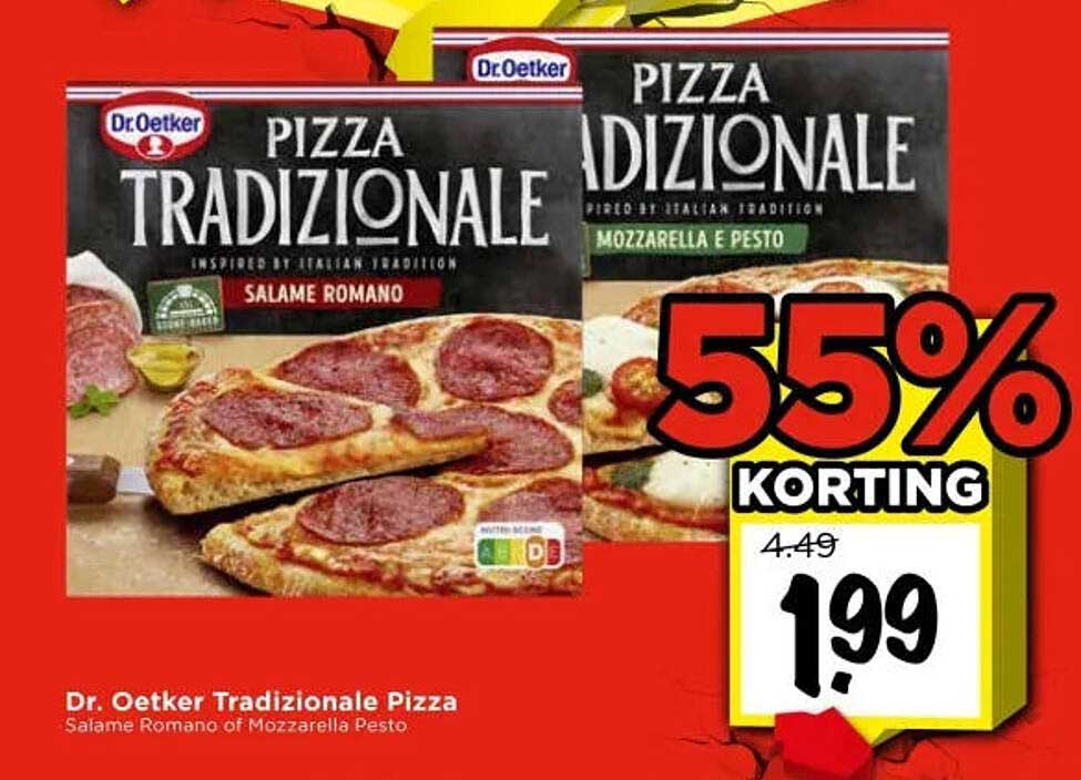 Dr. Oetker Tradizionale Pizza Salame Romano of Mozzarella Pesto 55% Korting