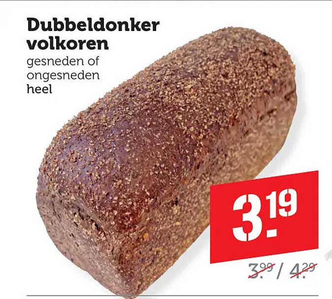 Dubbeldonker volkoren gesneden of ongesneden heel