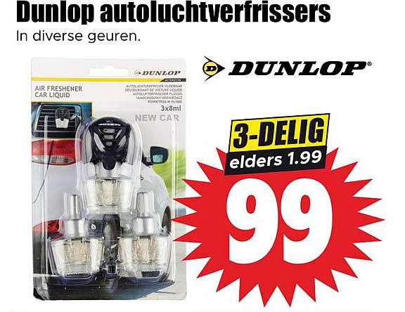 Dunlop autoluchtverfrissers 3-delig elders 1.99
