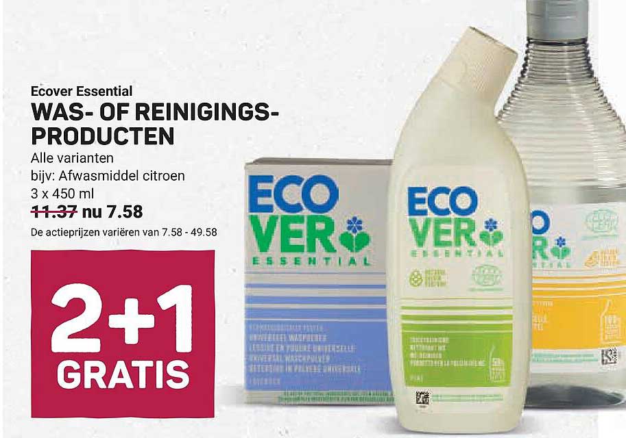 Ecover Essential WAS- OF REINIGINGSPRODUCTEN 2+1 GRATIS