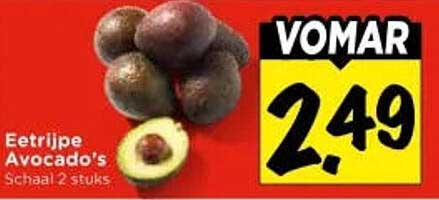 Eetrijpe Avocado's Schaal 2 stuks