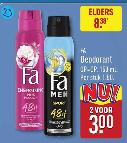 FA Deodorant NU! 2 VOOR 3.00