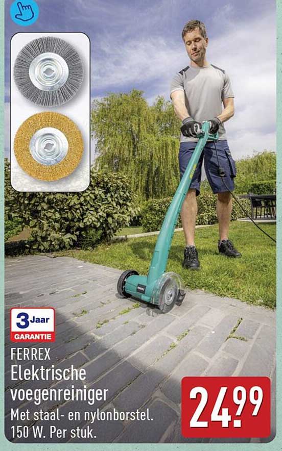 FERREX Elektrische voegenreiniger Met staal- en nylonborstel. 150 W. Per stuk.