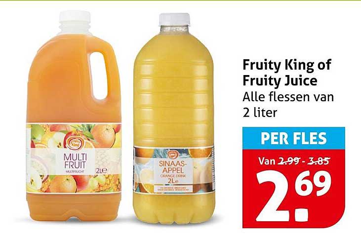 Fruity King of Fruity Juice Alle flessen van 2 liter PER FLES