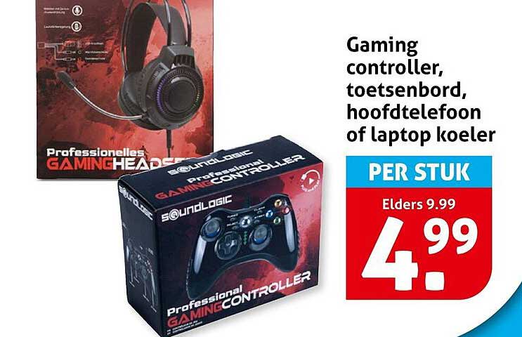 Gaming controller, toetsenbord, hoofdtelefoon of laptop koeler