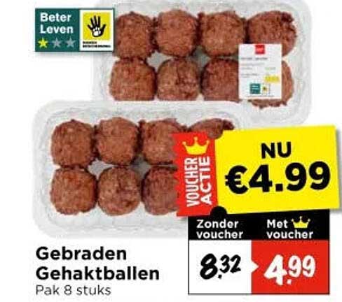 Gebraden Gehaktballen Pak 8 stuks VOUCHER ACTIE