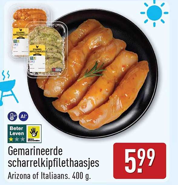 Gemarineerde scharrelkipfilethaasjes Arizona of Italiaans. 400 g.