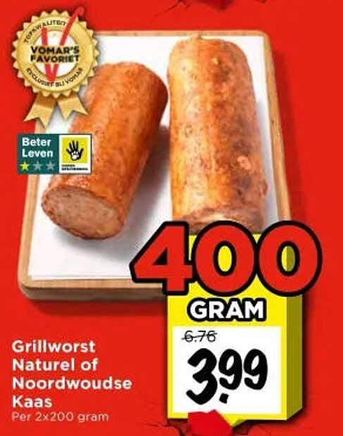 Grillworst Naturel of Noordwoudse Kaas