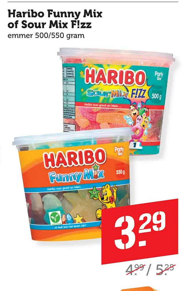 Haribo Funny Mix of Sour Mix Fizz emmer 500/550 gram