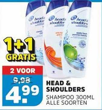HEAD & SHOULDERS SHAMPOO 300ML ALLE SOORTEN 1+1 GRATIS
