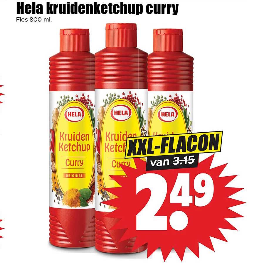 Hela kruidendketchup curry Fles 800 ml. XXL-FLACON