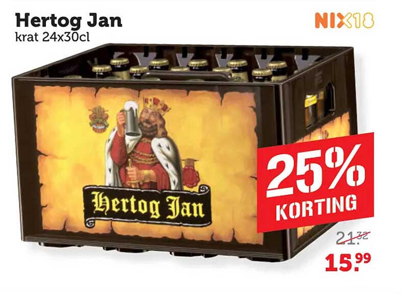 Hertog Jan krat 24x30cl 25% korting